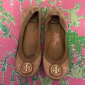 Tory Burch Gold Caroline ballet Flats size 8